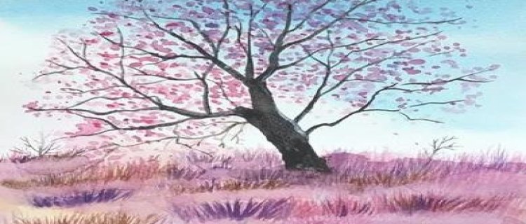水彩画樱花树教程