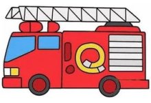 带颜色的消防车简笔画怎么画
