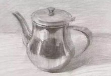 素描不锈钢茶壶的画法